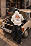 Men's Oversize Hooded Patch Printed Sweatshirt with Inner Piping