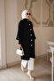 Black Double Sleeve Ribbed Angora Soft Cardigan - 2