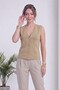 Women's Sleeveless Knitwear Buttoned V-Neck Classic Vest Beige, Plum, Baby Blue, Mink - 6