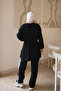 Black Elastic Waist Striped Tunic Pants Set - 5