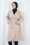Belted Double-Breasted Buttoned Trench Coat Mink Hnt2809 - 5