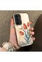 Samsung Galaxy A54 Compatible Silicone Edge Hard Back Case Tulip Patterned Lover Couple Phone Case - 3