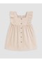 Peak New Season Beige Velvet Dress with Ruffle Details for Baby Girls.