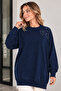 Embroidered Mercerized Tunic N3315 Navy Blue