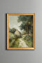 Village House on the Country Road - Vintage Patterned Painting - Fine Model
