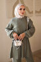 Khaki Elastic Waist Striped Tunic and Trousers Set - 3