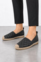Teshin Women's Quilted Detailed Espadrille Ballerina Shoes - Black