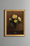 Yellow Roses in Glass Vase - Vintage Patterned Painting - Fine Model