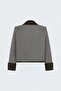 Houndstooth Patterned Denim Detailed Jacket - Brown - 5
