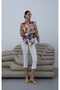 Floral Patterned Satin Shirt Orange