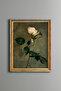 White Rose on Green Background - Vintage Patterned Painting - Fine Model