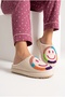 Women'S, Velvet, Smiling Face Figured, Wool Inside, Silent Sole House Slippers - 6