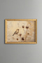 Little Bird on a Dry Flower Branch - Vintage Patterned Painting - Fine Model
