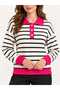Asez Boutique Collar Buttoned Striped Long Sleeve Regular Fit Knitwear Sweater