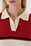 Women's Striped Polo Collar Knit Sweater - 7