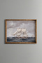Sailing Ship and Wavy Sea - Vintage Patterned Painting - Fine Model