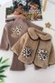 Baby Girl Winter 3-Piece Set with Leopard Pocket Plush Jacket - Mink - 3