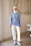 Baby Blue Waist-Tie Striped Sweatshirt - 2