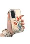 Samsung Galaxy S24 Compatible Silicone Edge Hard Back Case Tulip Patterned Couple Phone Case