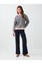 Ecru Houndstooth Patterned Crew Neck Knit Sweater - 2