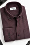 Men's Burgundy Winter Shirt Checkered Woolen Wide Cut Classic Cut Single Pocket Long Sleeve - 4