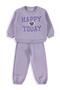Happy Printed Tracksuit Set for Ages 2-5 - Lilac
