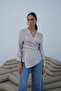 Tie-Detail Satin Blouse Stone - 5