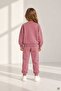 Dusty Rose Girls' Tulip Embroidered Ribboned Crew Neck Tracksuit Set 24956 - 2