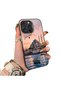 iPhone 16 Pro Max Compatible Silicone Edge Hard Back Case Istanbul Patterned Couple Phone Case