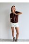 Polo Collar Lace Detailed Buttoned Front Knitwear Blouse - 4