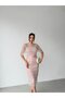 Powder Strapless Cape Beaded Embroidered Midi Evening Dress - 2