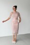 Powder Strapless Cape Beaded Embroidered Midi Evening Dress