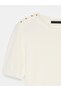 10878 Basic Crew Neck Buttoned Sweater-Ecru - 7