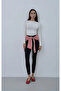 Boat Neck Long Sleeve Fingerhole Blouse White - 3