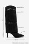 Pien Black Suede Print Pointed Toe Women's Thin Heeled Boots - 4