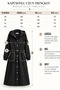 Black Denim Trench Coat with Hand-Crafted Bead Detail - 3
