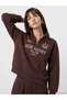 Alita City Farkıyla Xside Brown High Neck Oversize Women's Thick Sweatshirt