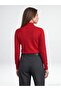 10877 Basic Stand Collar Buttoned Sweater-Red - 5