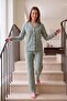 Winter Buttoned Plaid Pattern Christmas Themed Women's Suede Pajama Set - 4