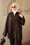 Brown Lace Detailed Tunic and Trousers Set - 3