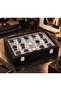 Watch Box for 15 Watches, Patent Leather, Black with White Interior - 4