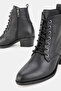 Women's Black Genuine Leather Lace-Up Boots & Booties - 4