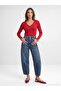 10427 V-Neck Pullover with Slit Sleeves - Red - 4