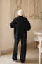 Black Zippered Corsman Cardigan and Trousers Knitwear Set - 5