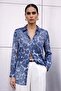 Leopard Patterned Classic Shirt - Navy Blue - 3