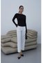 Boat Neck Long Sleeve Finger-Hole Blouse Black - 5