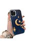 iPhone 14 Pro Max Compatible Silicone Edge Hard Back Case Crescent and Star Pattern Phone Case