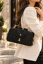 Women's 3-Compartment Small Size Vintage Scholarship Zipper and Snap Closure Hand and Shoulder Bag - 5