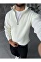 Half Zipper Ribbed Knitwear m Ecru - 2