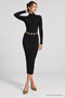 High Collar Ribbed Knitted Dress Lrn0077 Black - 3